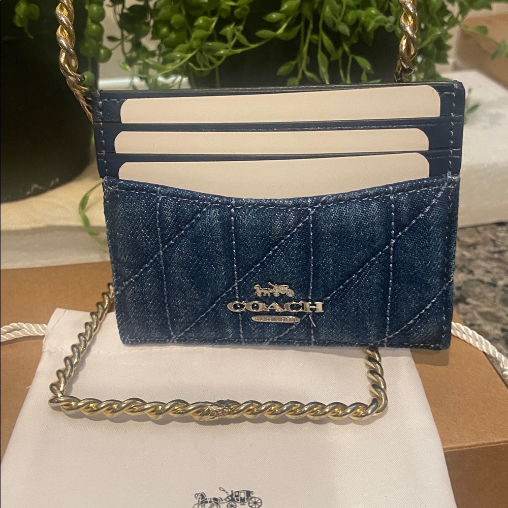 Coach NWT Denim Card Holder & Dust bag